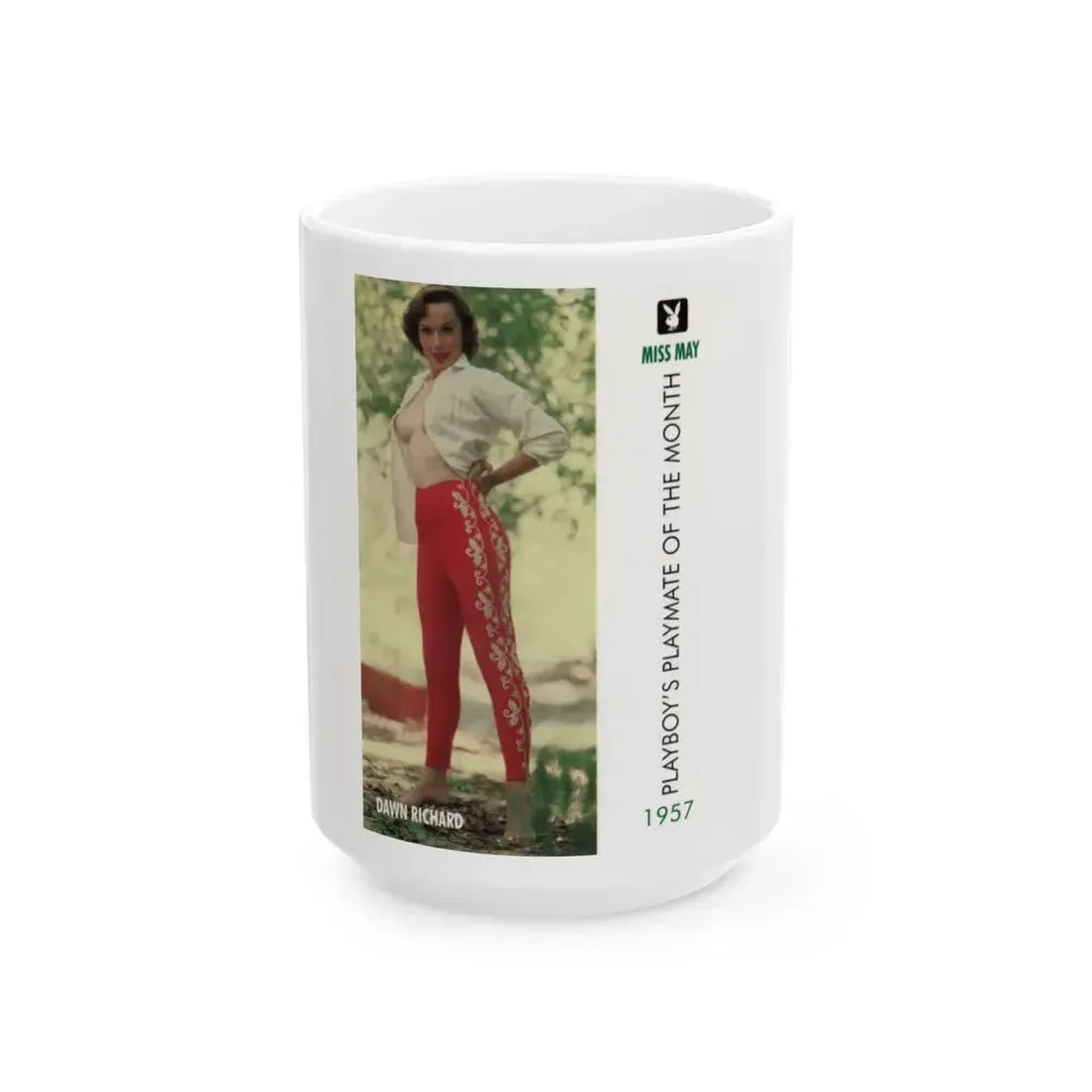 Dawn Richard #109 - Dawn on 2.5x3.5 Playboy Collector Card (Vintage Female Icon) White Coffee Mug 15oz - Go Mug Yourself