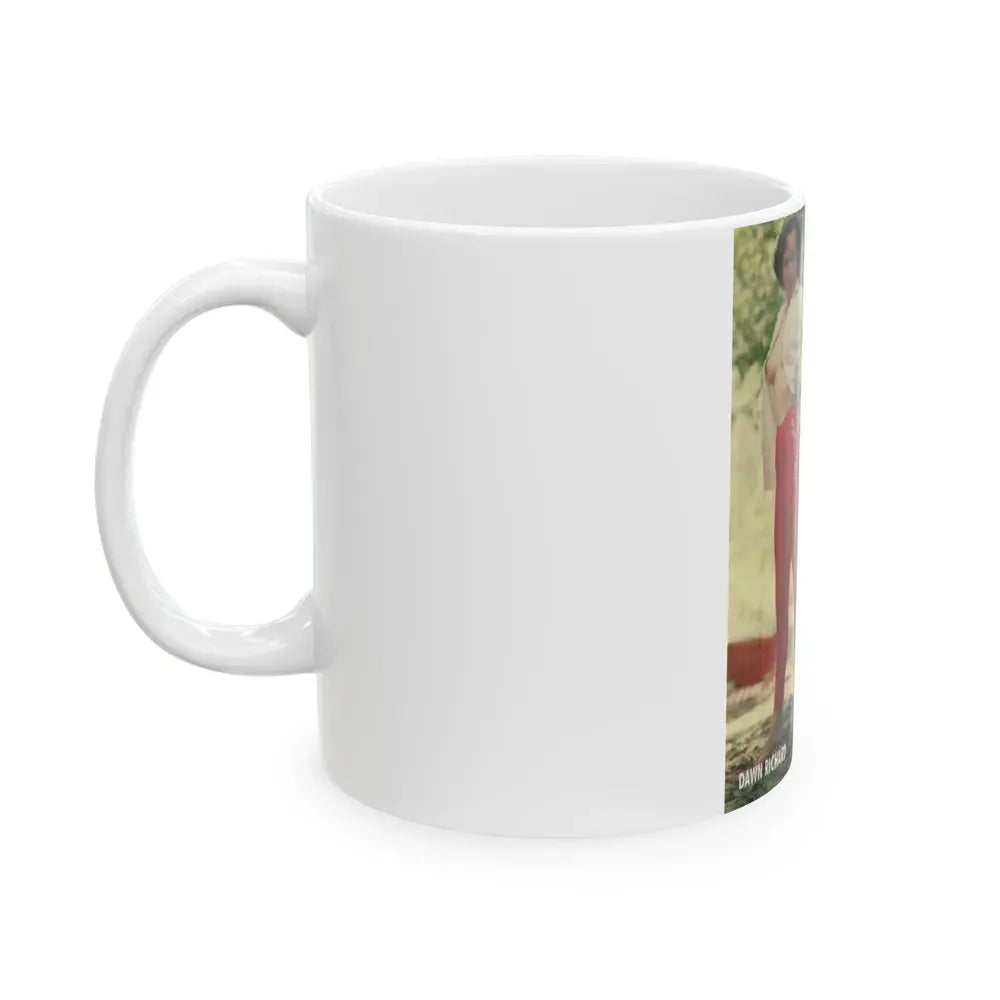 Dawn Richard #109 - Dawn on 2.5x3.5 Playboy Collector Card (Vintage Female Icon) White Coffee Mug - Go Mug Yourself