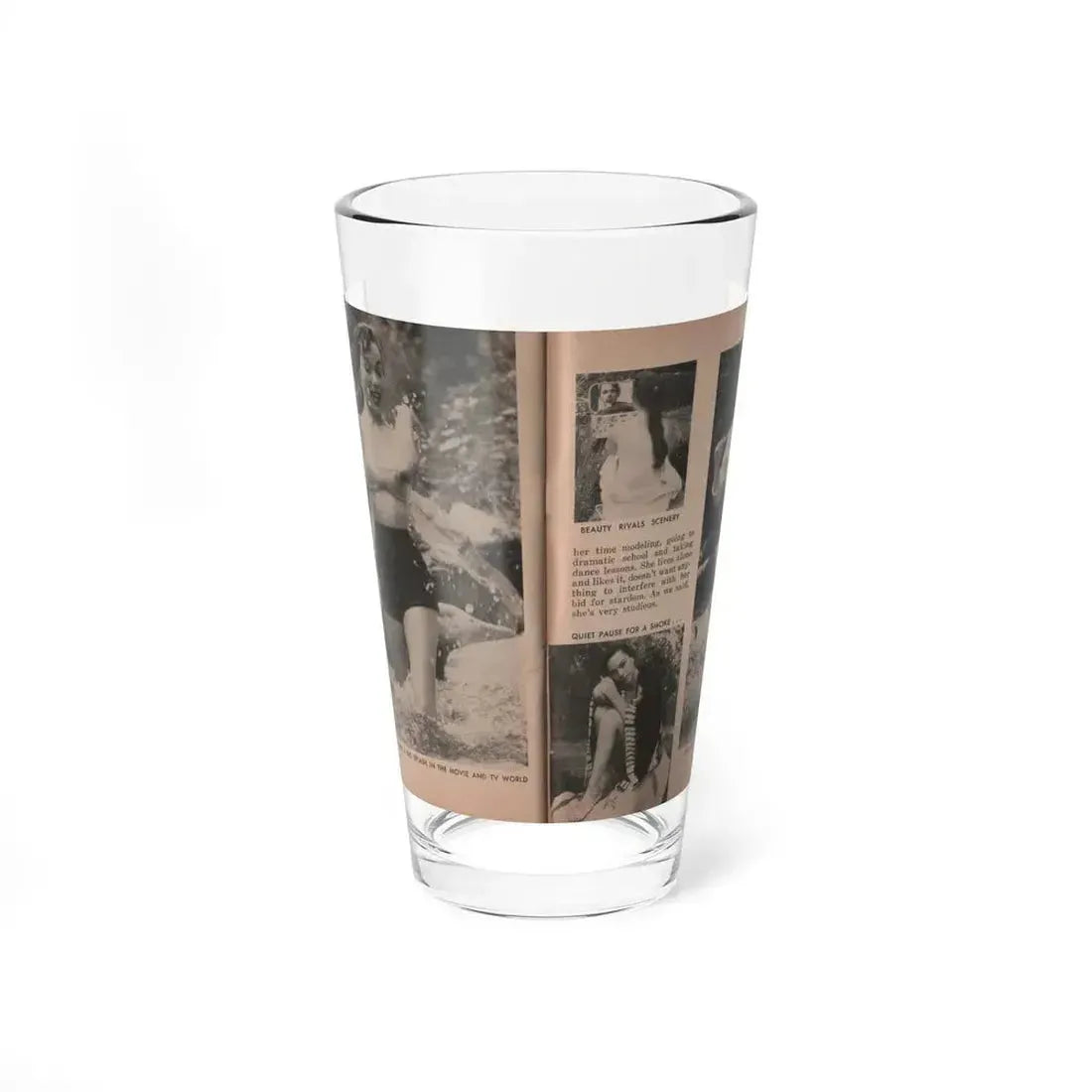 Dawn Richard #36 - Pages 54 & 55 Including Pages 5 & 6 of 6 with, 2 B&W Photos+Captions from People Today Pocket Mag. Nov. '57 (Vintage Female Icon) Pint Glass 16oz 16oz - Go Mug Yourself