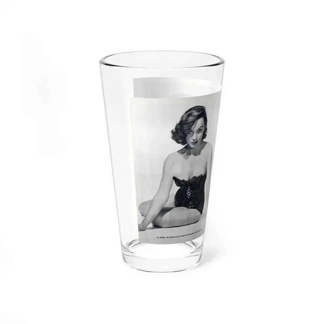 Dawn Richard #38 - Pages 24 & 25 Including Pages 3 & 4 of 6 with, 4 Photos B&W & Caption from Bachelor Mag. Nov. '57 (Vintage Female Icon) Pint Glass 16oz - Go Mug Yourself