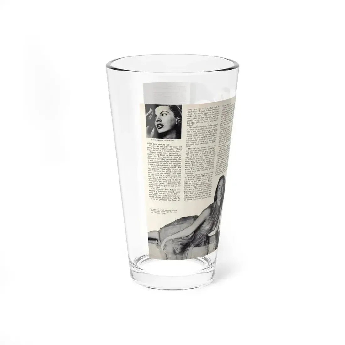 Dawn Richard #45 - Pages 22 & 23 Including Pages 3 & 4 of 4 with, 3 B&W Photos+Article from Adam Mag. '58 - Photo (Vintage Female Icon) Pint Glass 16oz - Go Mug Yourself