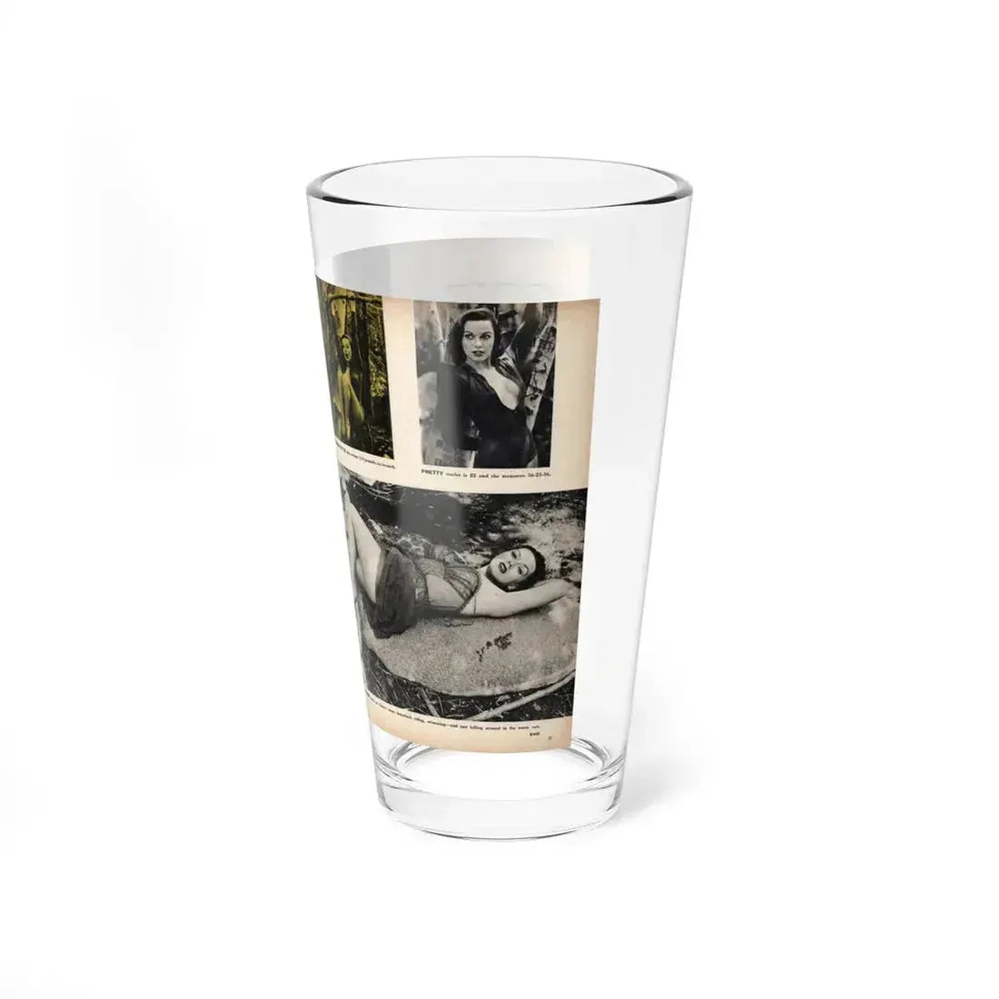Dawn Richard #47 - Pages 36 & 37 Including Pages 1 & 2 of 4 with, 5 B&W Photos, Captions & Article from SEE FOR MEN Mag. Nov. '57 (Vintage Female Icon) Pint Glass 16oz - Go Mug Yourself