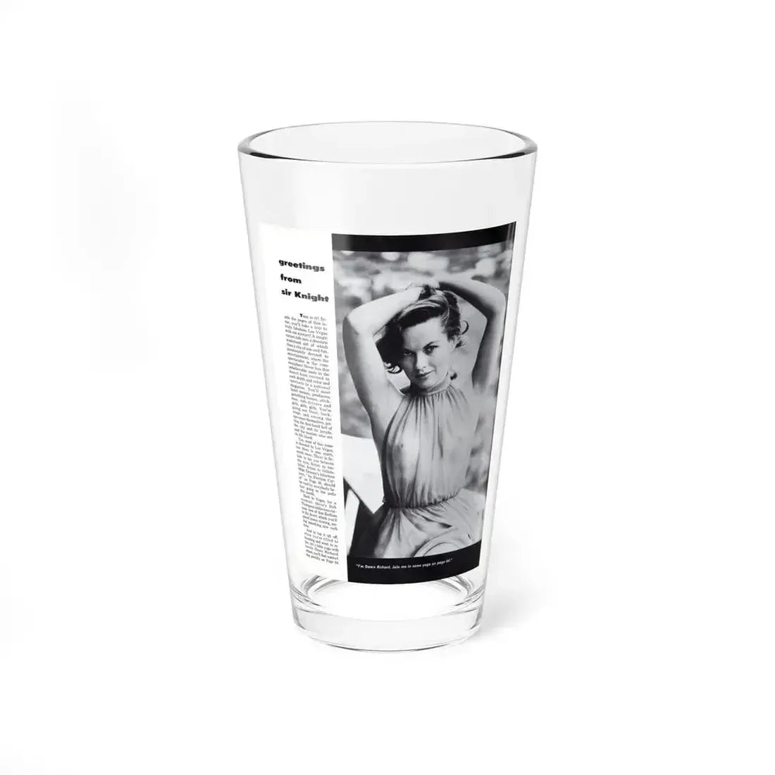 Dawn Richard #52 - Inside Cover Photo see through top from Sir Knight Vol. 1 No. 5 Mag. '58 (Vintage Female Icon) Pint Glass 16oz 16oz - Go Mug Yourself