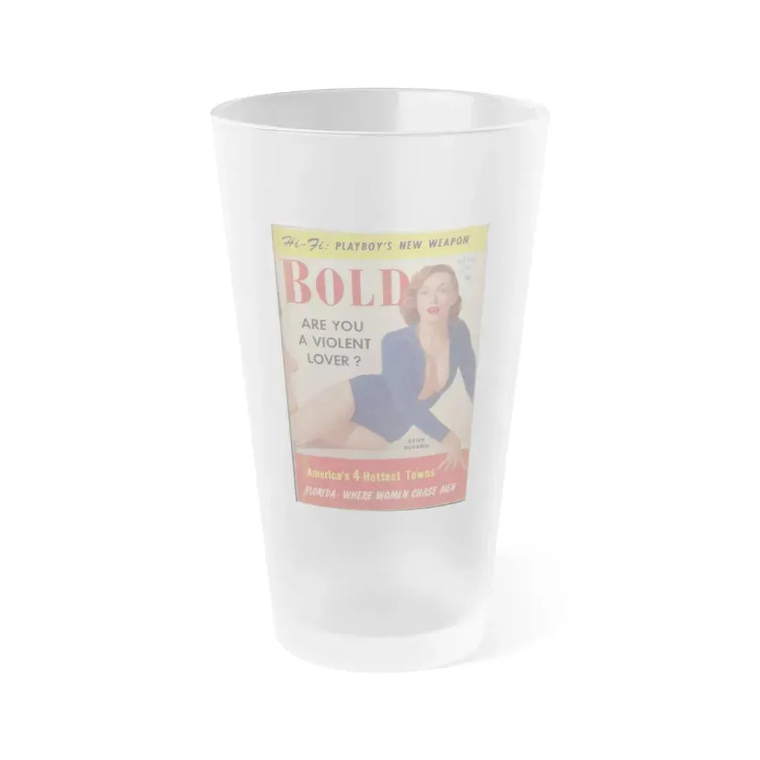 Dawn Richard #57 - Bold Pocket Mag. April '59 Cover (Vintage Female Icon) Frosted Pint Glass 16oz 16oz Frosted - Go Mug Yourself