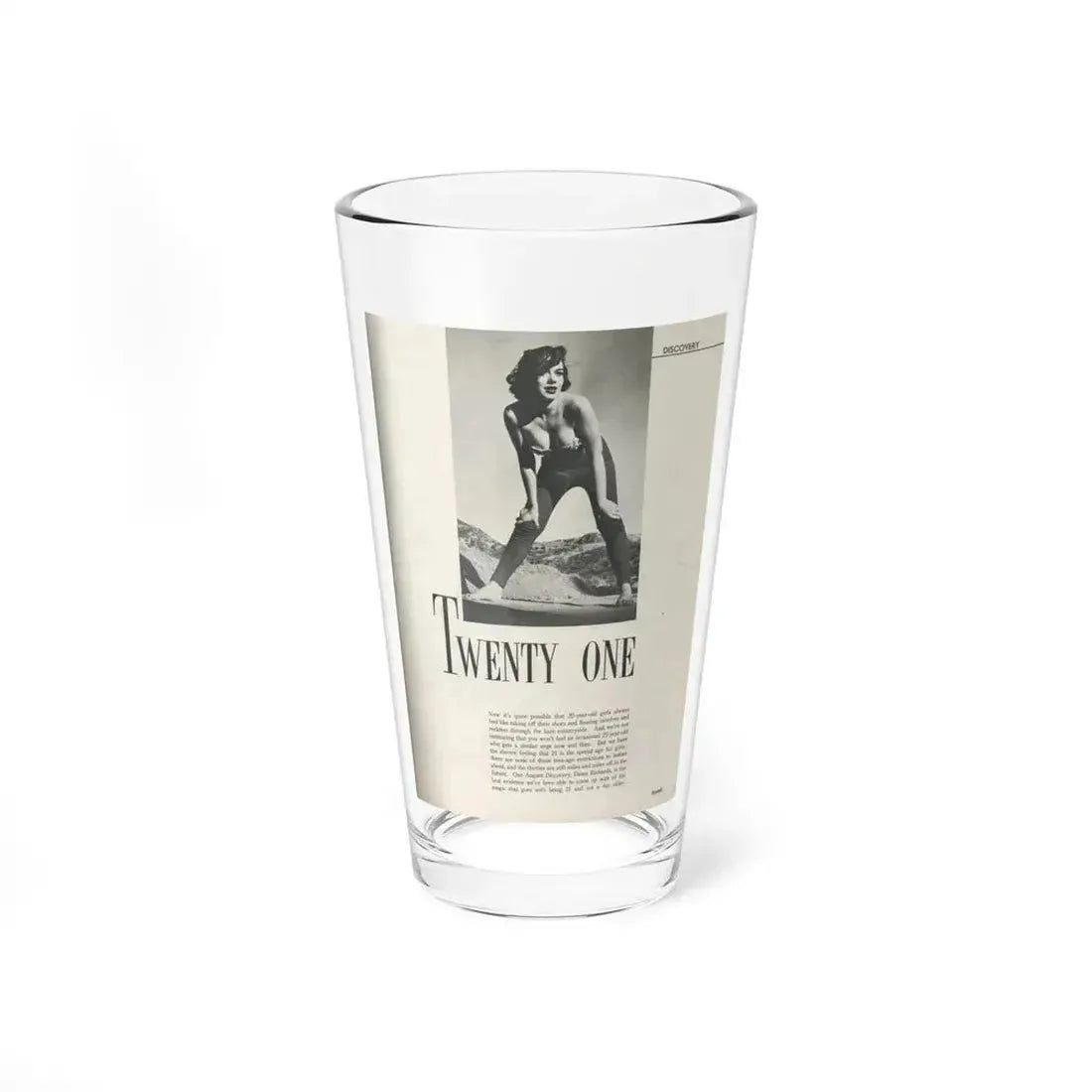 Dawn Richard #72 - Pages 23 Including Pages 2 of 5 with, 1 B&W Photo & Article from Swank Magazine Aug. '57 (Vintage Female Icon) Pint Glass 16oz 16oz - Go Mug Yourself