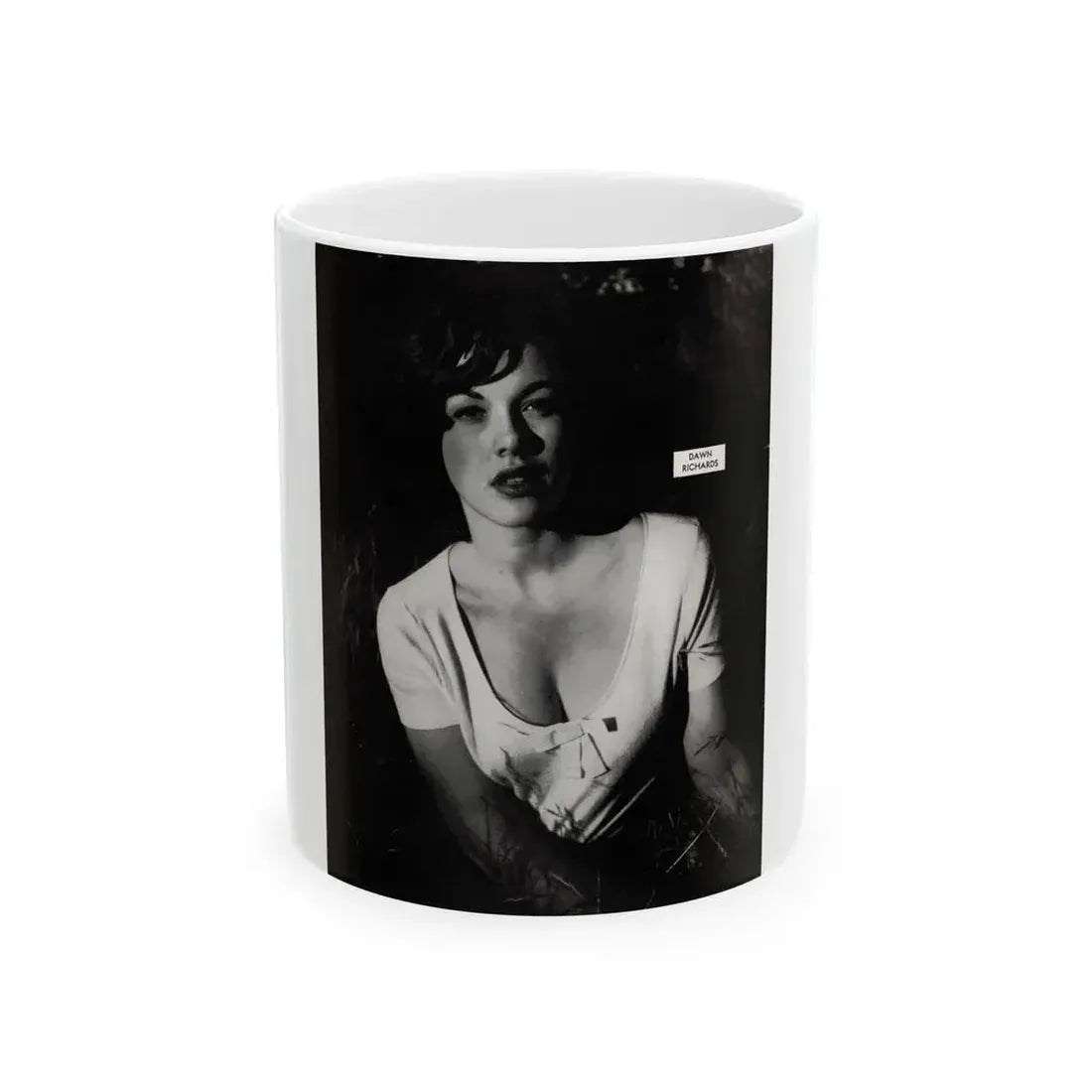 Dawn Richard #79 - Bachelor Pin-Ups Issue #01 Mag. '57 - 1 B&W Photo reverse side of back cover (Vintage Female Icon) White Coffee Mug 11oz - Go Mug Yourself