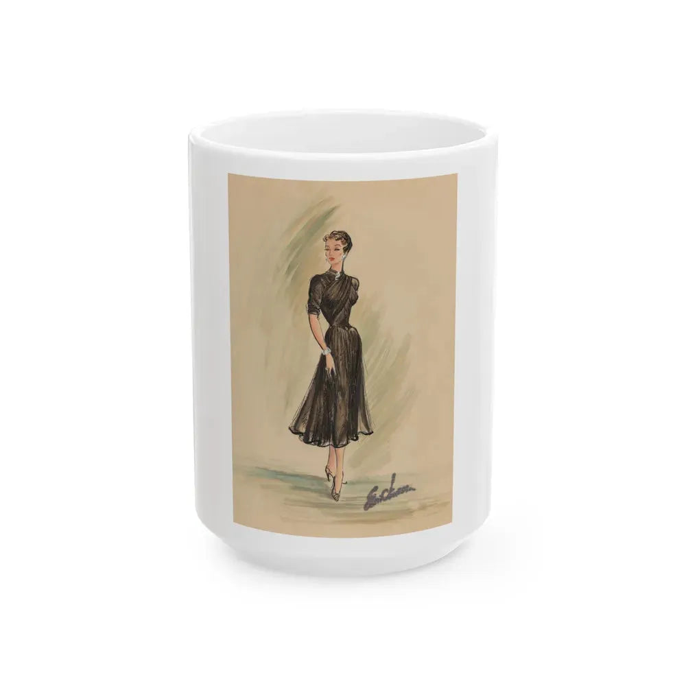 Day and Evening costume designs (1) - White Coffee Mug 15oz - Go Mug Yourself
