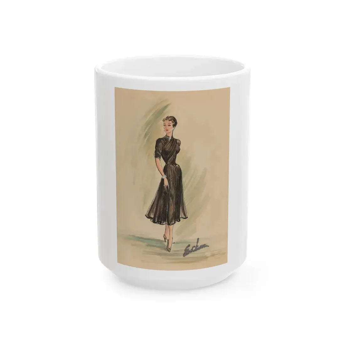 Day and Evening costume designs (1) - White Coffee Mug 15oz - Go Mug Yourself