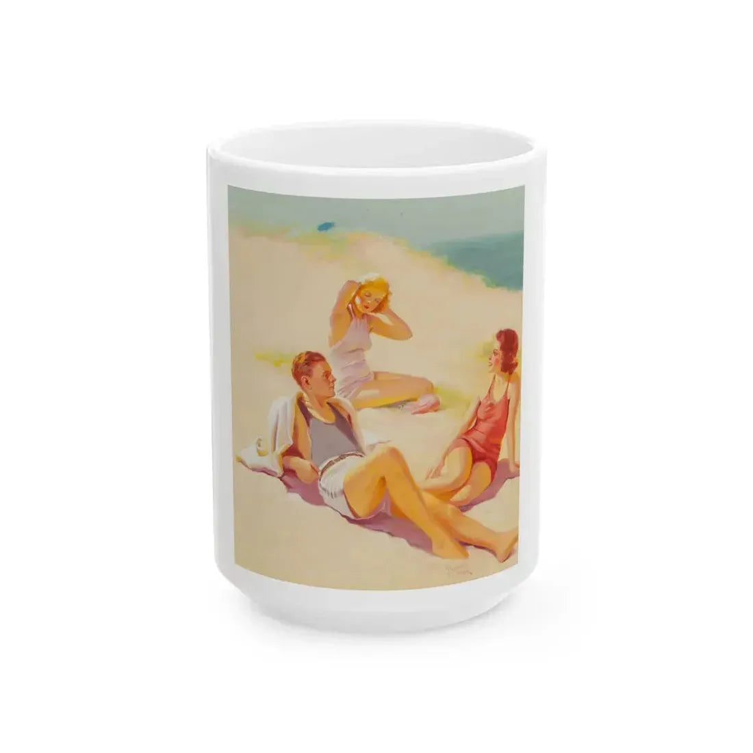 Day at the beach - White Coffee Mug 15oz - Go Mug Yourself