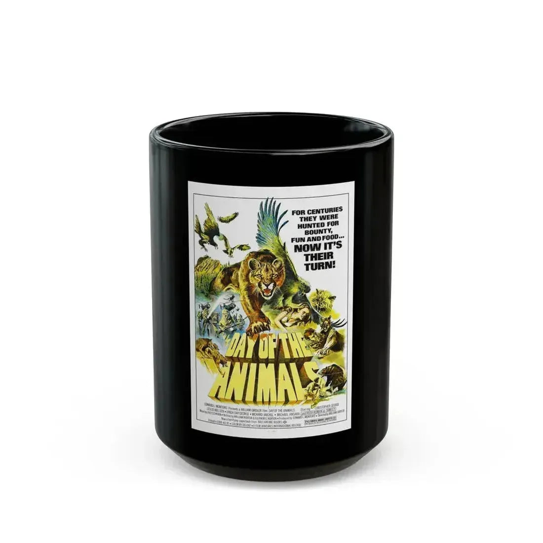 DAY OF THE ANIMALS 1977 Movie Poster - Black Coffee Mug 15oz - Go Mug Yourself