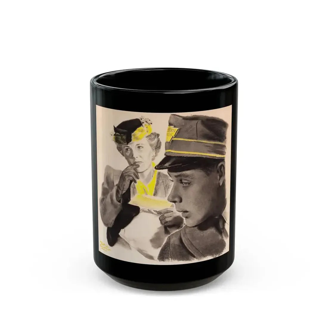 Day Shift, The Saturday Evening post story illustration - Black Coffee Mug 15oz - Go Mug Yourself