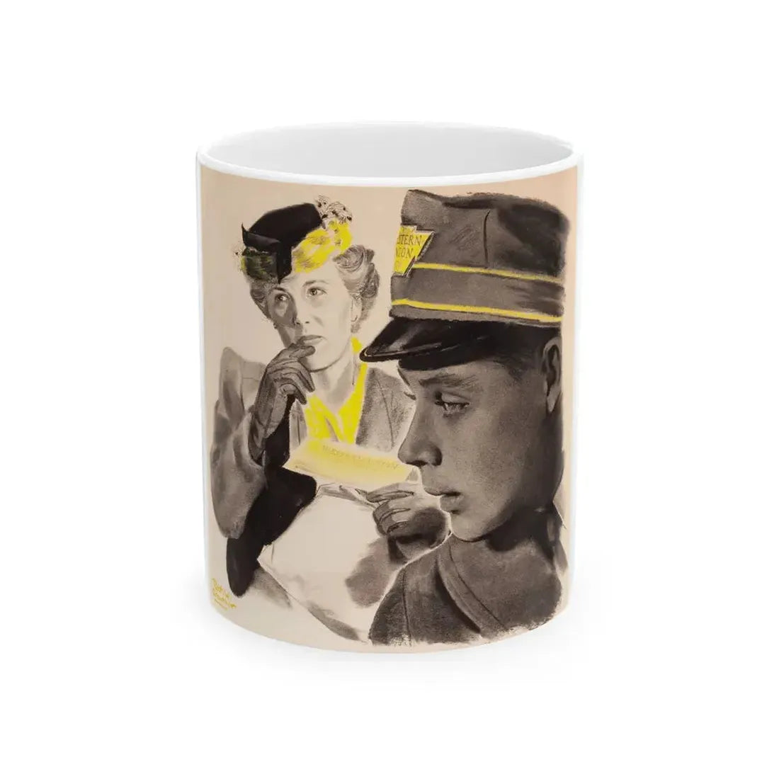 Day Shift, The Saturday Evening post story illustration - White Coffee Mug 11oz - Go Mug Yourself
