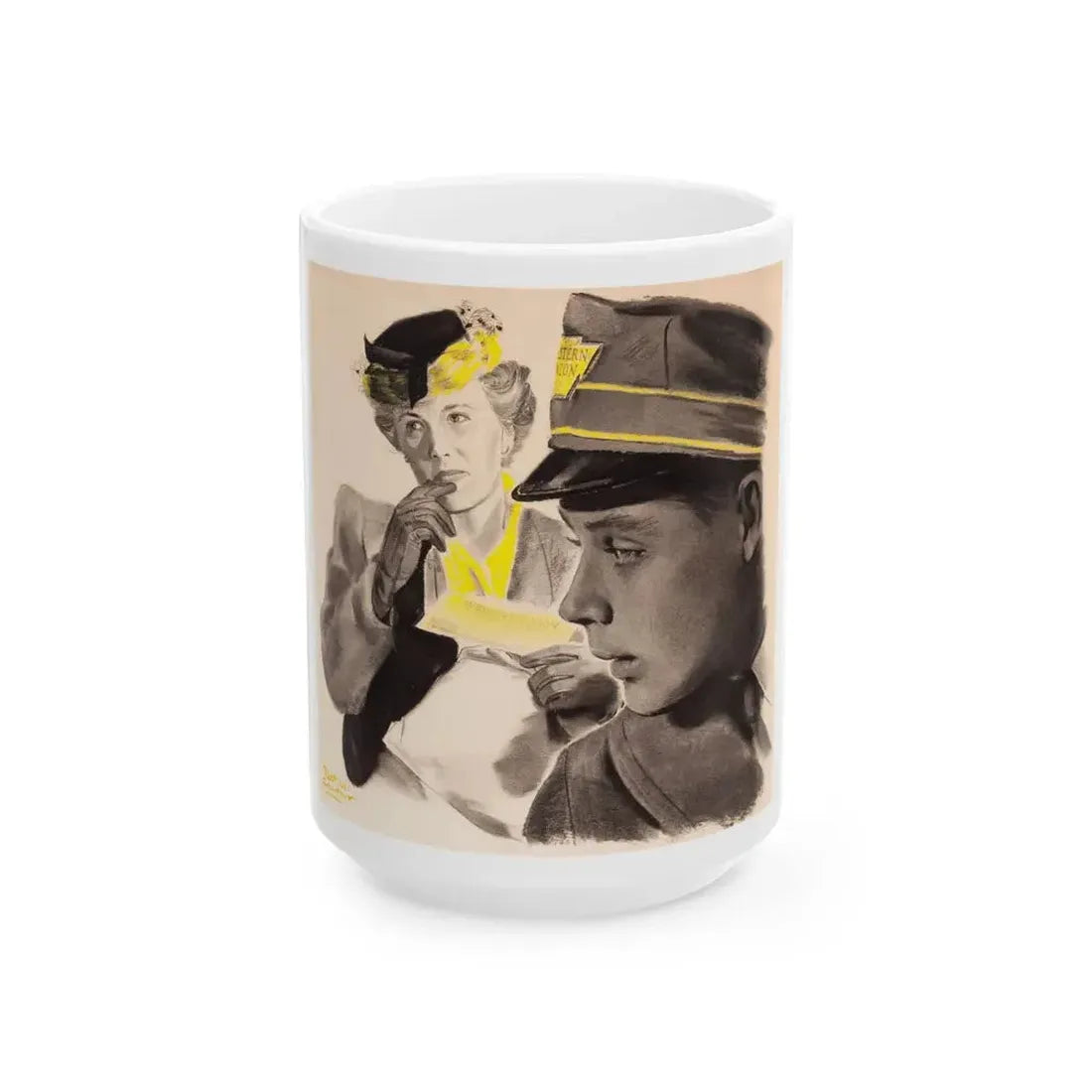 Day Shift, The Saturday Evening post story illustration - White Coffee Mug 15oz - Go Mug Yourself