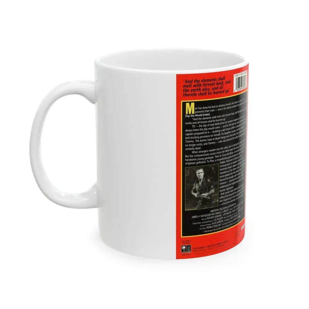 DAY THE WORLD ENDED (VHS COVER) - White Coffee Mug - Go Mug Yourself