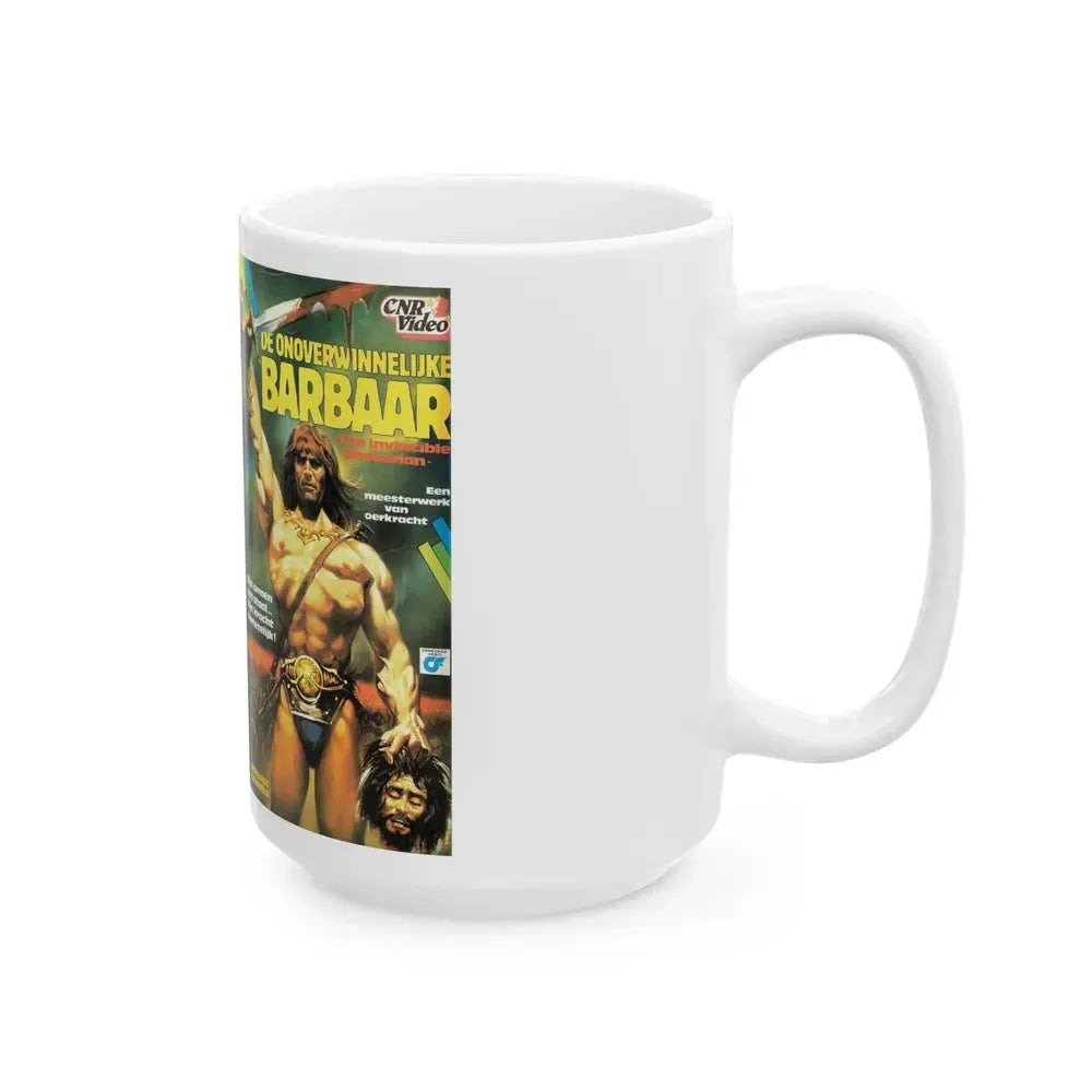 DE ONOVERWINNELIJKE BARBAAR (VHS COVER) - White Coffee Mug - Go Mug Yourself
