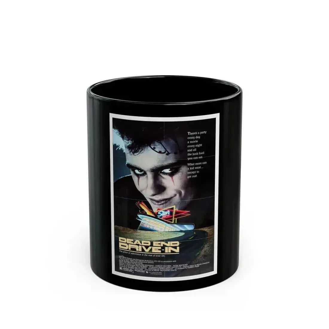 DEAD END DRIVE-IN 1986 Movie Poster - Black Coffee Mug 11oz - Go Mug Yourself