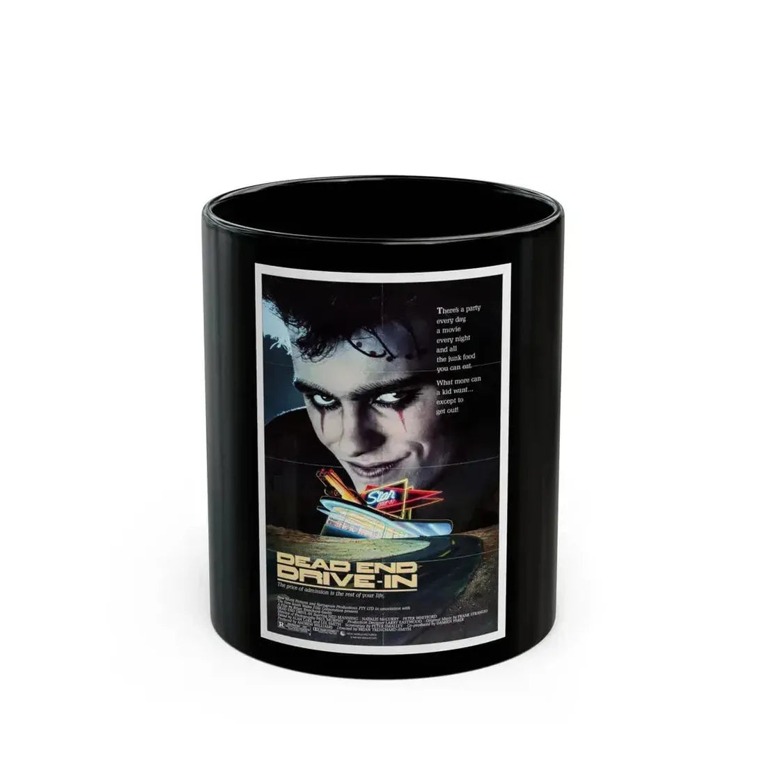 DEAD END DRIVE-IN 1986 Movie Poster - Black Coffee Mug 11oz - Go Mug Yourself