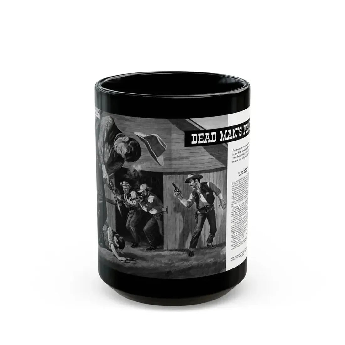 Dead Man's Posse, Men magazine, August 1958 - Black Coffee Mug 15oz - Go Mug Yourself