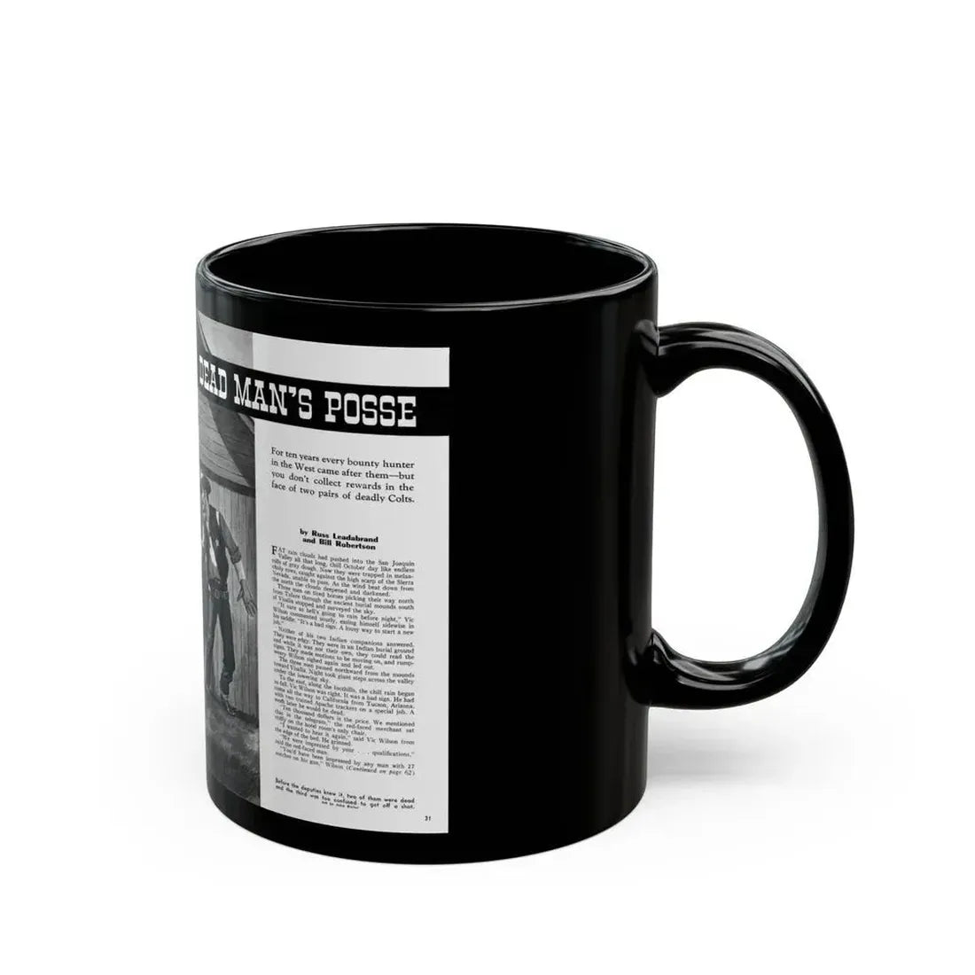 Dead Man's Posse, Men magazine, August 1958 - Black Coffee Mug - Go Mug Yourself