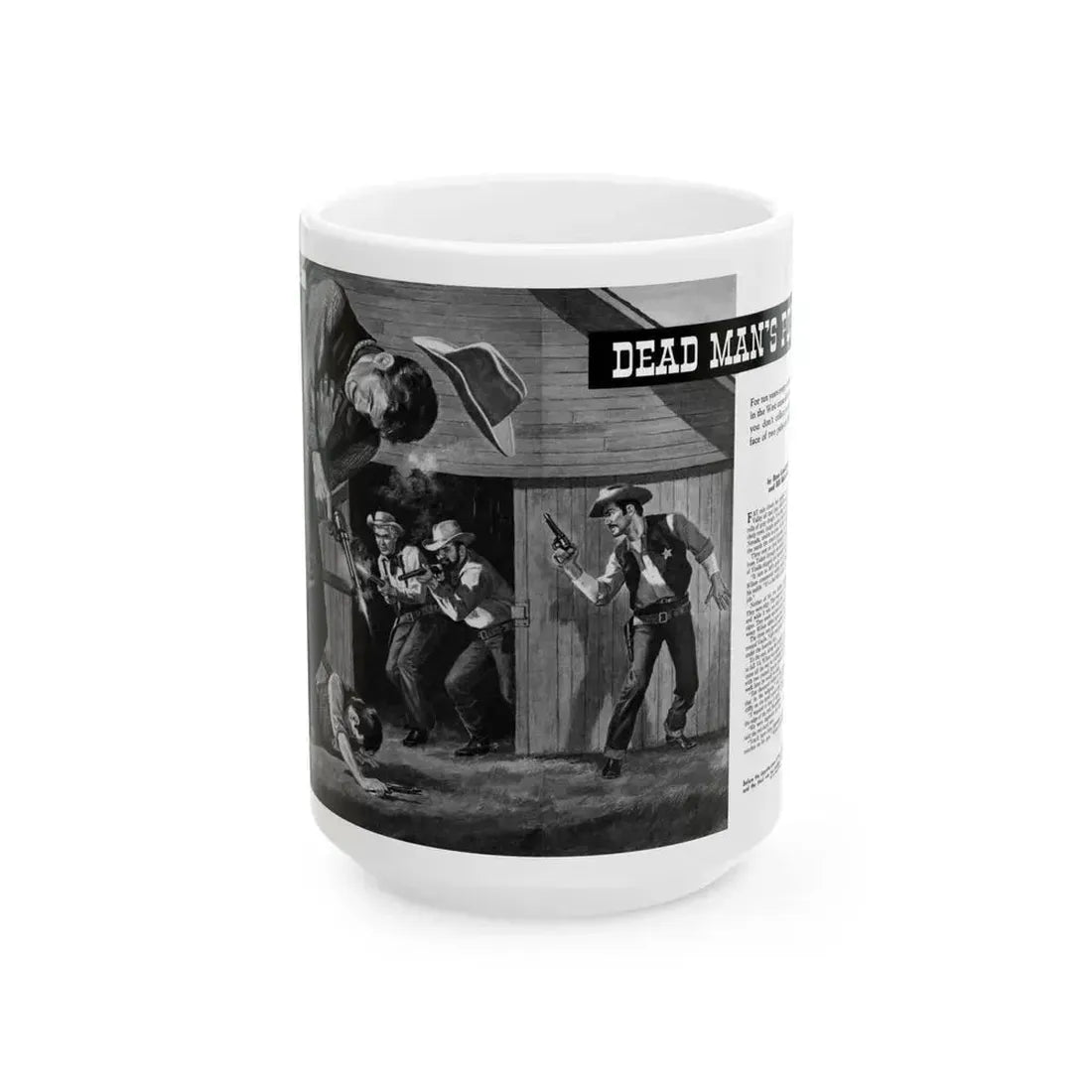 Dead Man's Posse, Men magazine, August 1958 - White Coffee Mug 15oz - Go Mug Yourself