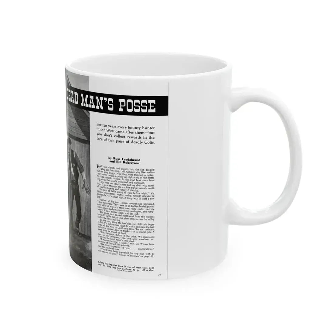Dead Man's Posse, Men magazine, August 1958 - White Coffee Mug - Go Mug Yourself
