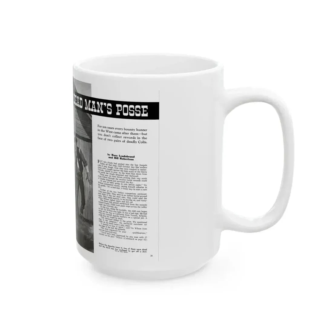 Dead Man's Posse, Men magazine, August 1958 - White Coffee Mug - Go Mug Yourself