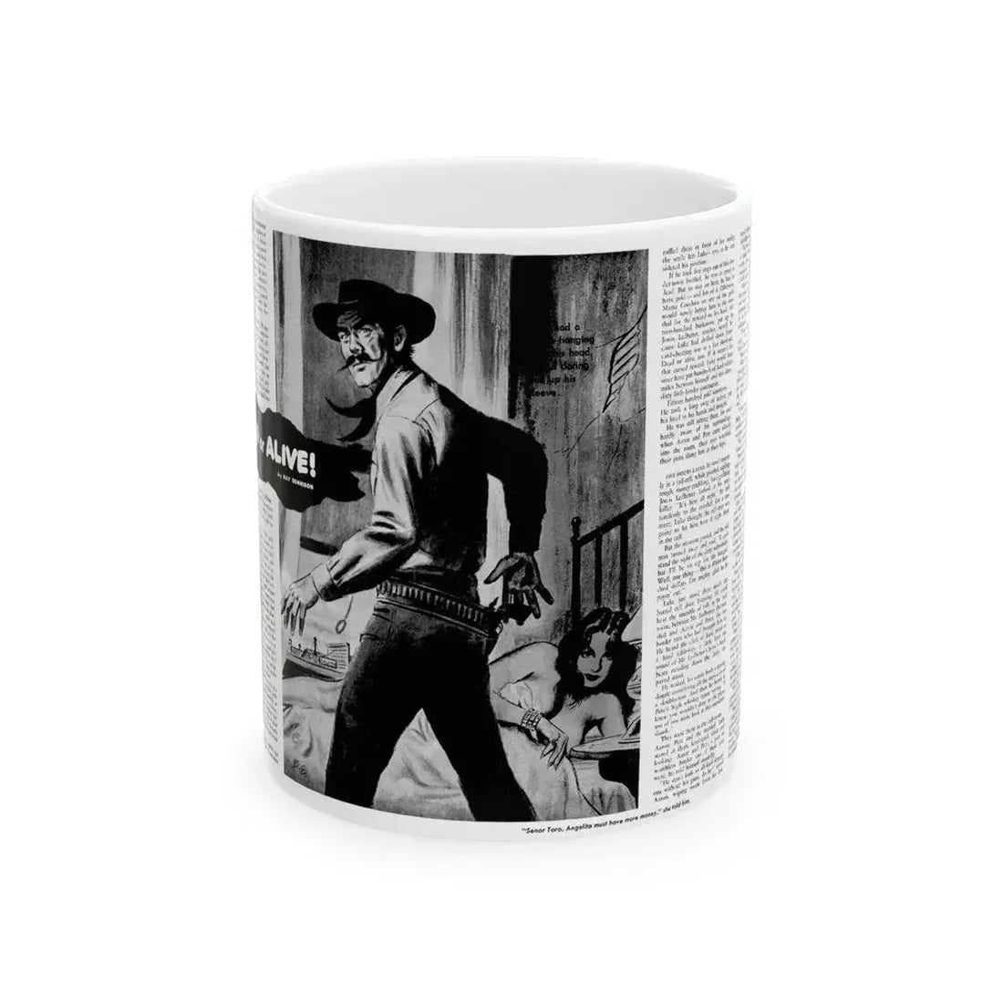 Dead or Alive, Adam magazine, October 1958 - White Coffee Mug 11oz - Go Mug Yourself
