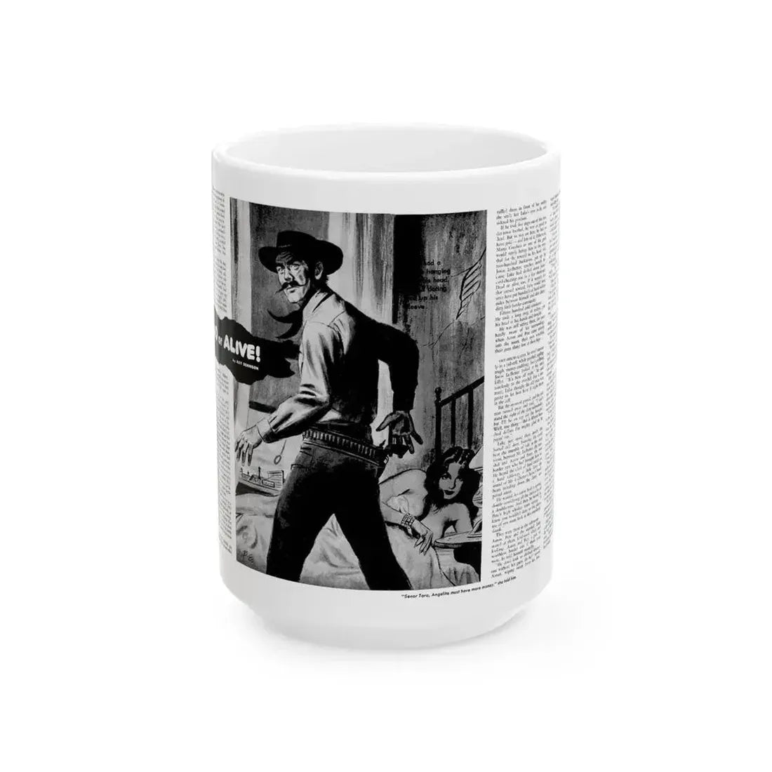 Dead or Alive, Adam magazine, October 1958 - White Coffee Mug 15oz - Go Mug Yourself