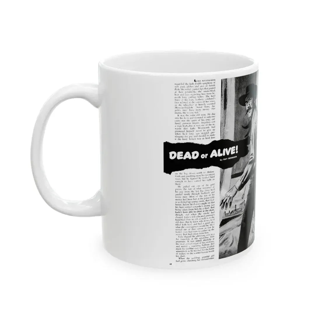 Dead or Alive, Adam magazine, October 1958 - White Coffee Mug - Go Mug Yourself
