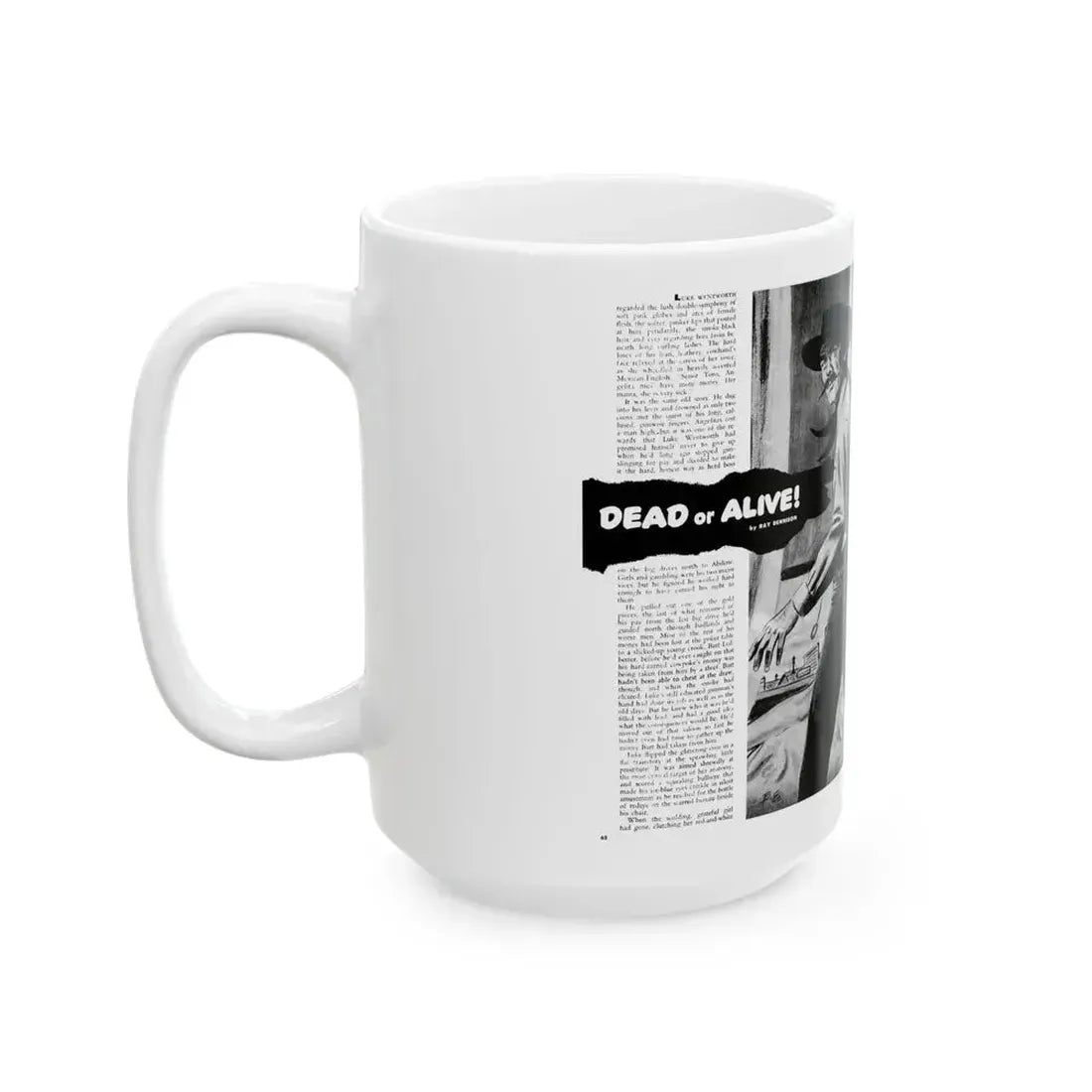 Dead or Alive, Adam magazine, October 1958 - White Coffee Mug - Go Mug Yourself