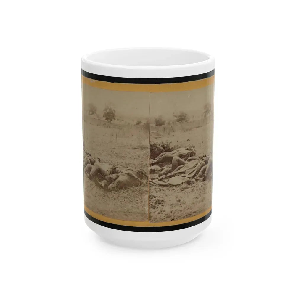 Dead Soldiers Lying Side By Side In A Field (U.S. Civil War) White Coffee Mug 15oz - Go Mug Yourself