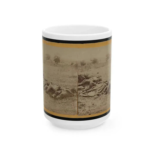 Dead Soldiers Lying Side By Side In A Field (U.S. Civil War) White Coffee Mug 15oz - Go Mug Yourself