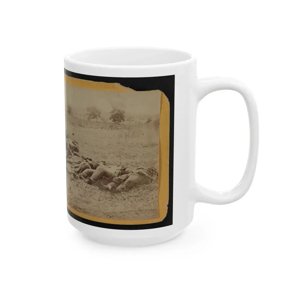 Dead Soldiers Lying Side By Side In A Field (U.S. Civil War) White Coffee Mug - Go Mug Yourself