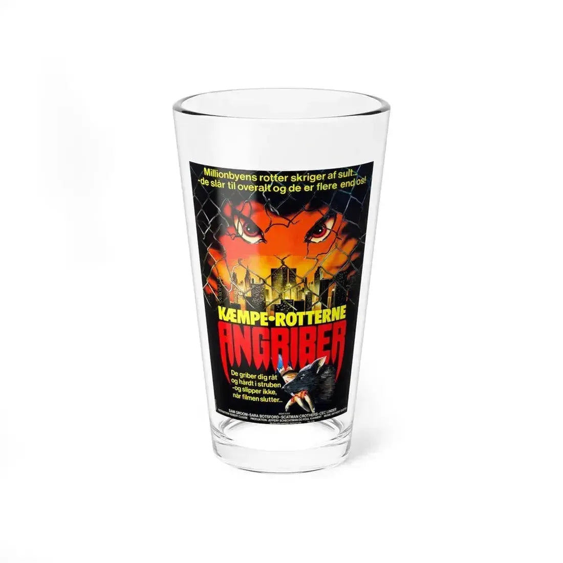 DEADLY EYES (DANISH) 1982 Movie Poster - Pint Glass 16oz 16oz - Go Mug Yourself