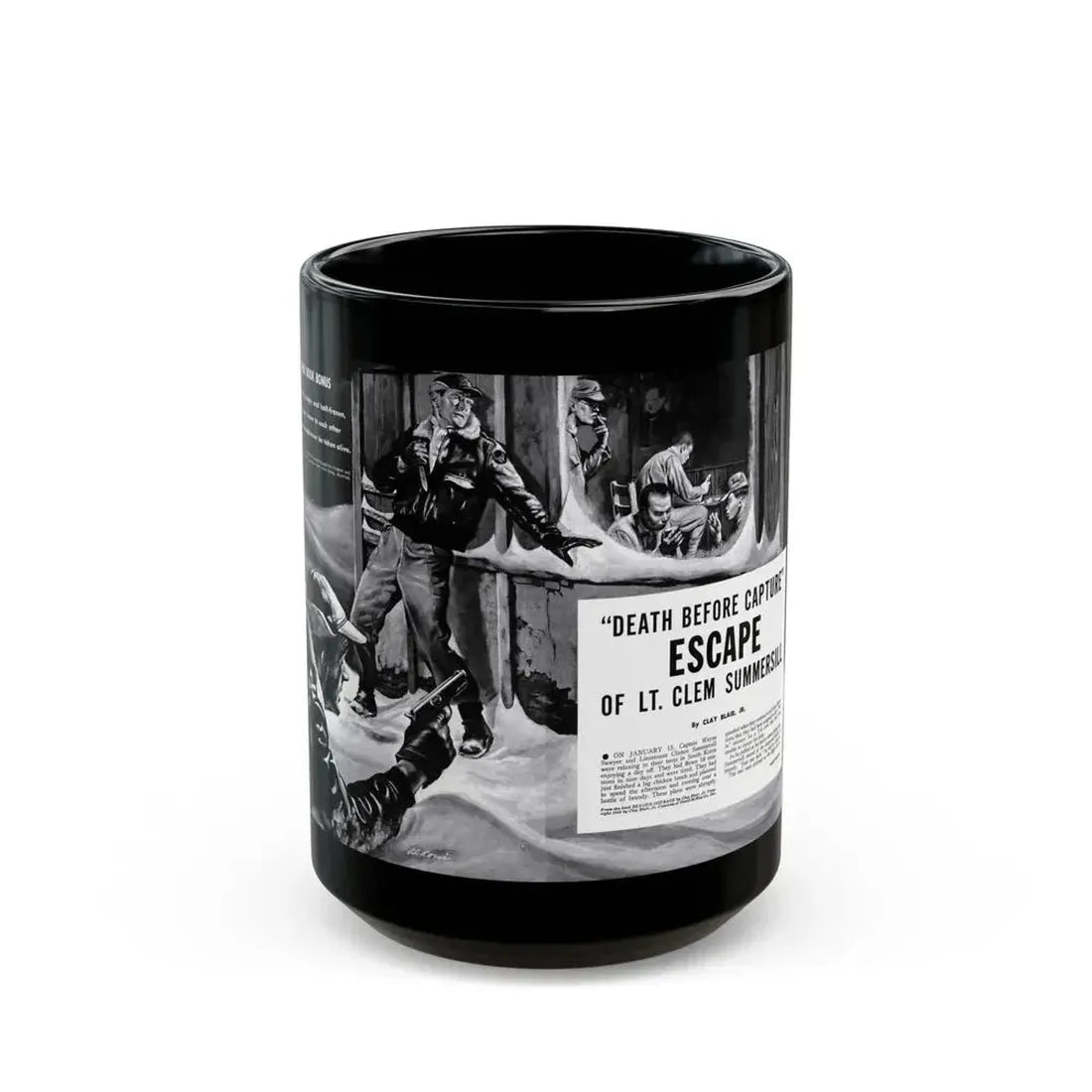 Death Before Capture', Action for Men, May 1960 - Black Coffee Mug 15oz - Go Mug Yourself
