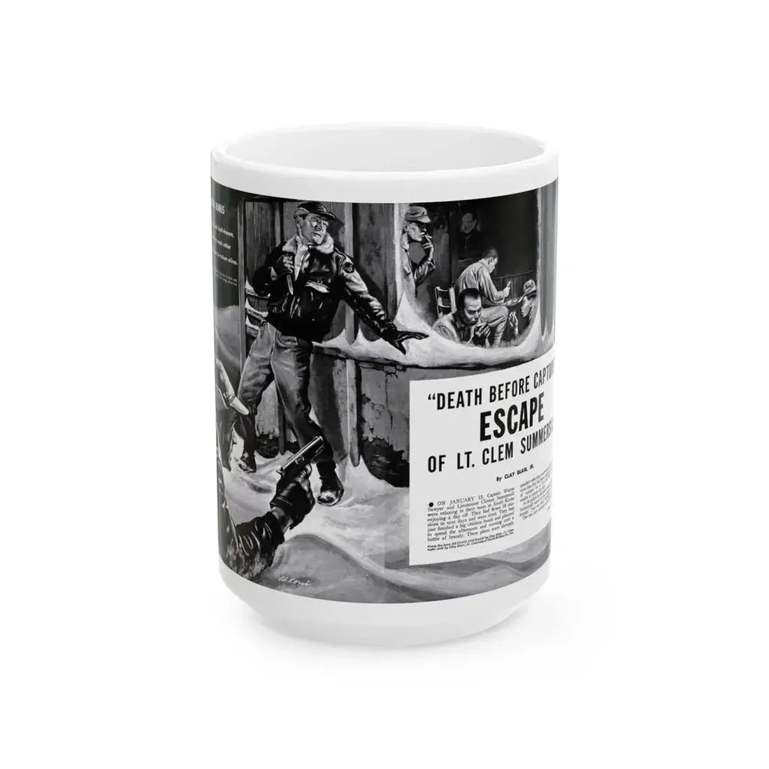 Death Before Capture', Action for Men, May 1960 - White Coffee Mug 15oz - Go Mug Yourself