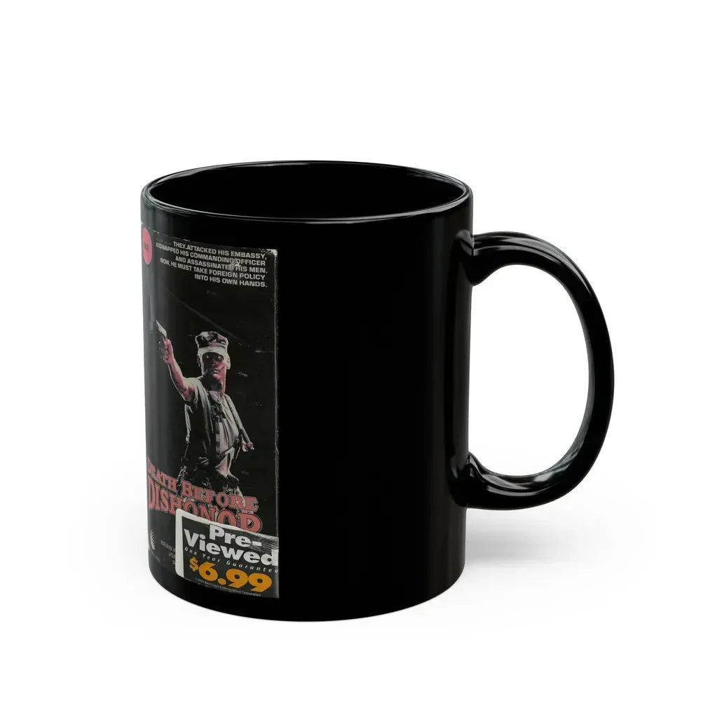 DEATH BEFORE DISHONOR (VHS COVER) - Black Coffee Mug - Go Mug Yourself