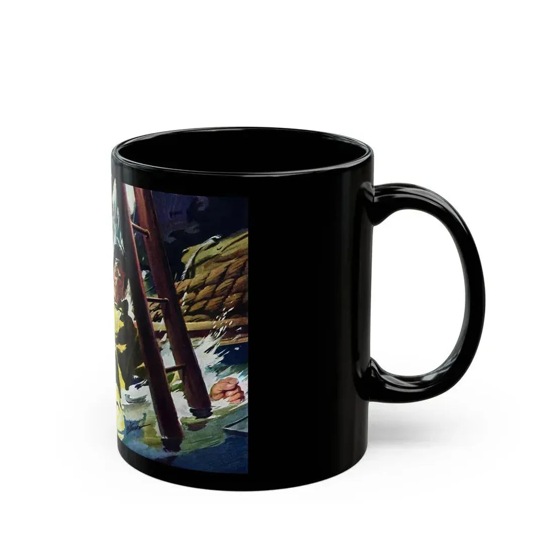 Death Below Decks by Brian Cleeve, The Saturday Evening Post, 1957 - Black Coffee Mug - Go Mug Yourself