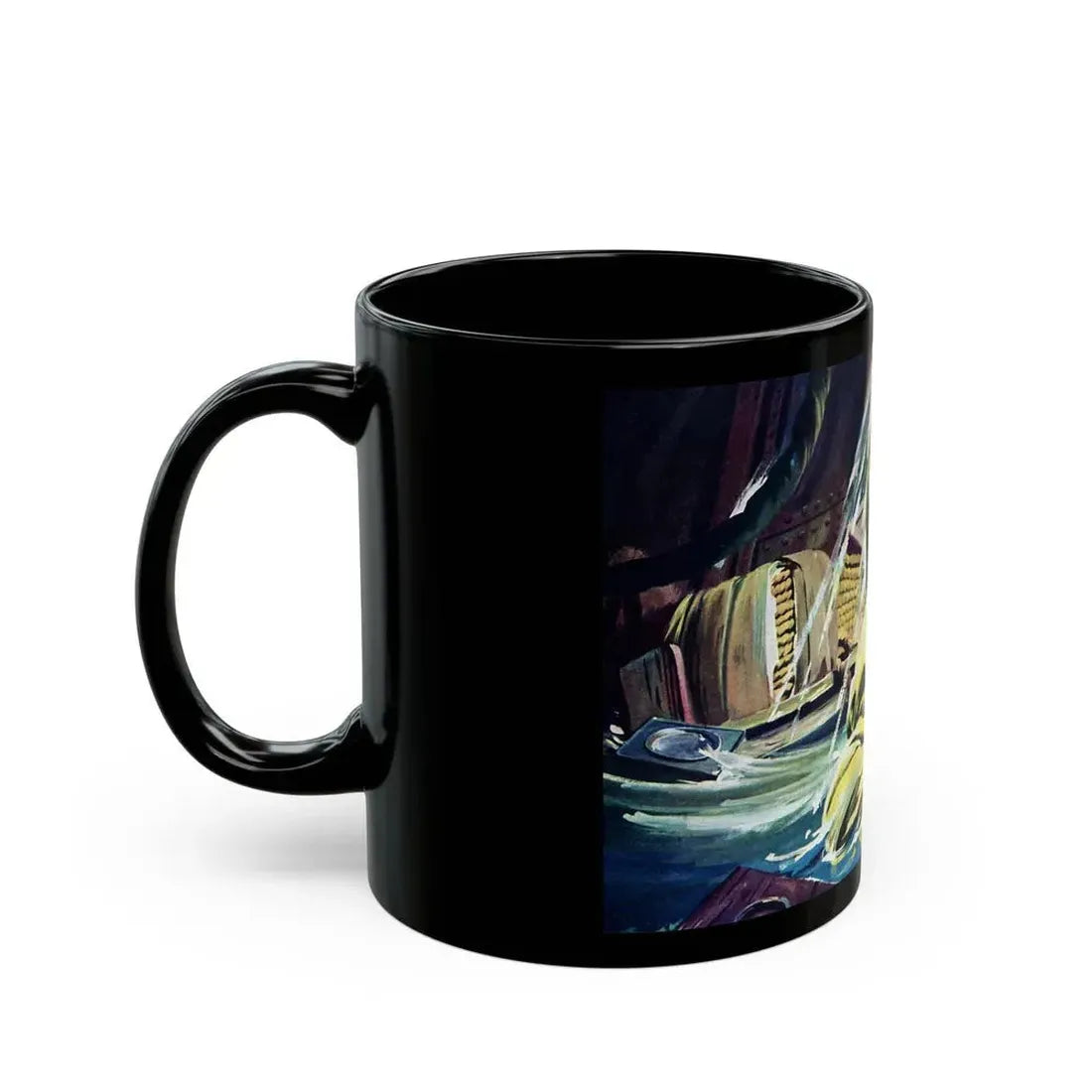 Death Below Decks by Brian Cleeve, The Saturday Evening Post, 1957 - Black Coffee Mug - Go Mug Yourself