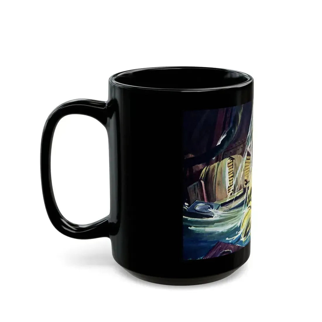 Death Below Decks by Brian Cleeve, The Saturday Evening Post, 1957 - Black Coffee Mug - Go Mug Yourself