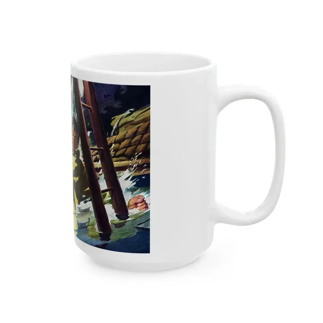 Death Below Decks by Brian Cleeve, The Saturday Evening Post, 1957 - White Coffee Mug - Go Mug Yourself