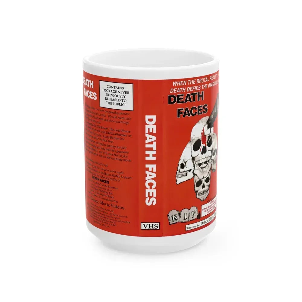 DEATH FACES (VHS COVER) - White Coffee Mug 15oz - Go Mug Yourself