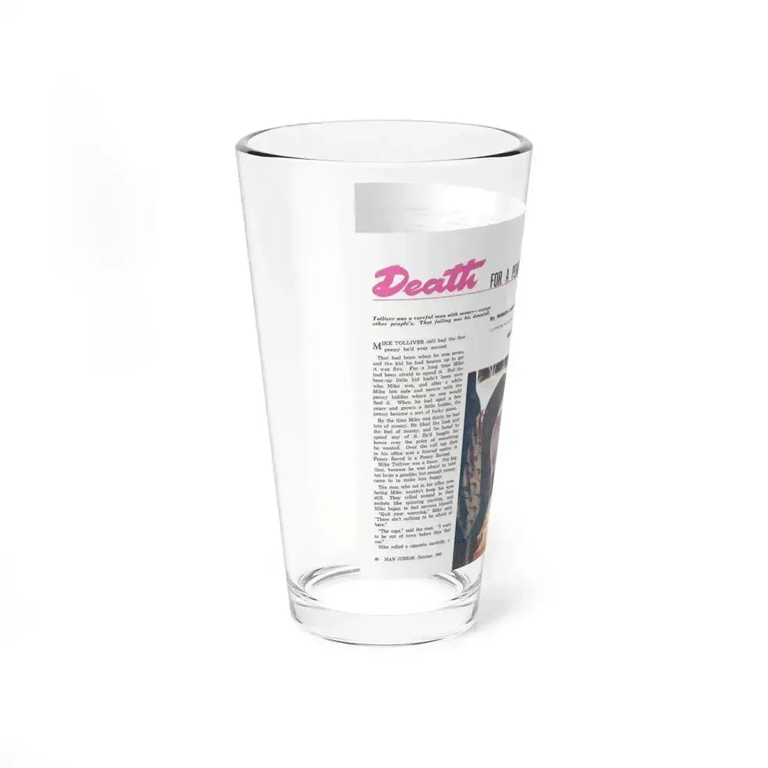 Death for a Penny, Man Junior, October 1948 - Pint Glass 16oz - Go Mug Yourself