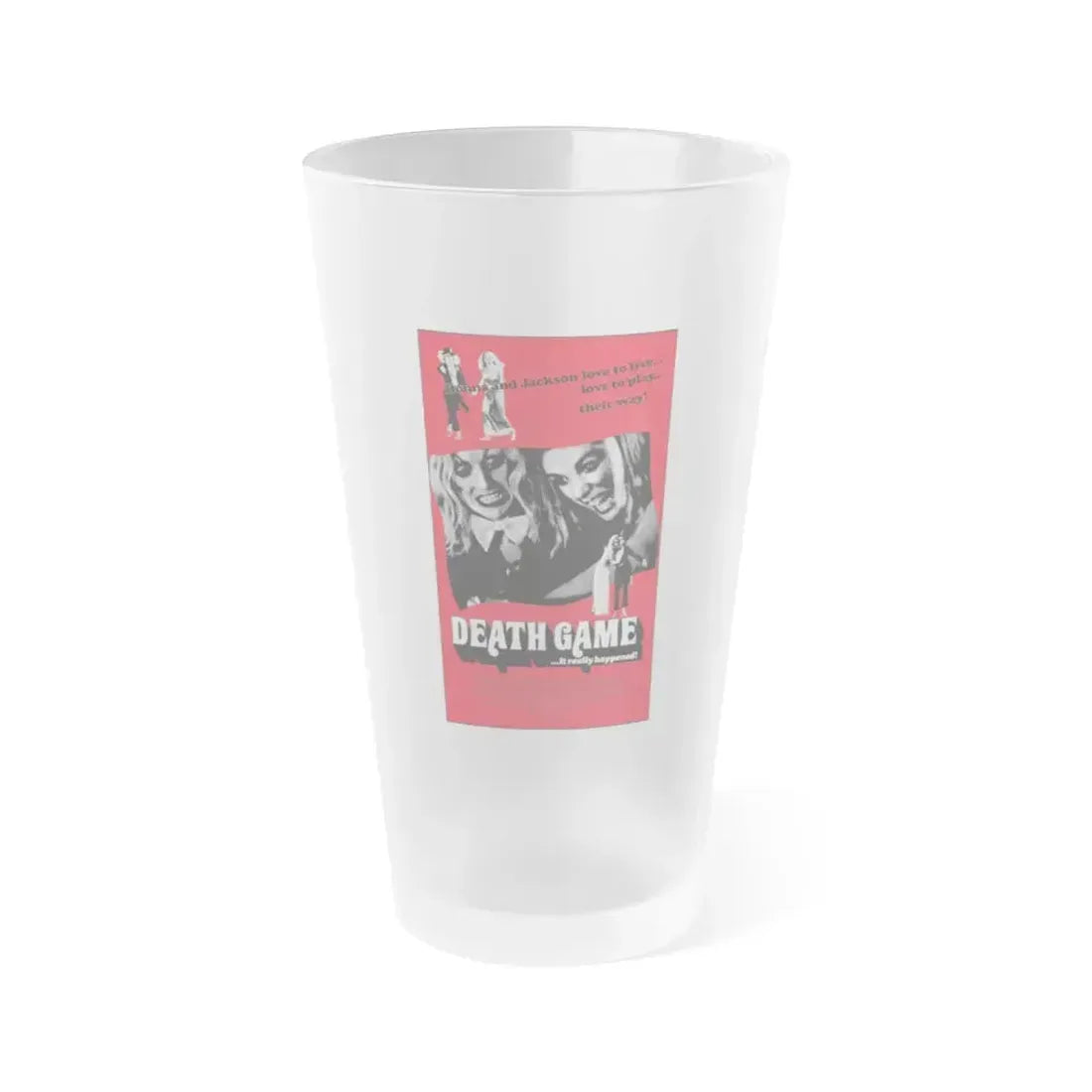DEATH GAME 1977 Movie Poster - Frosted Pint Glass 16oz 16oz Frosted - Go Mug Yourself