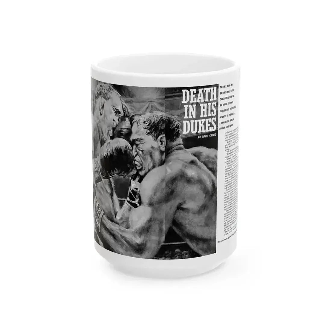 Death In His Dukes, Adventure, October 1963 - White Coffee Mug 15oz - Go Mug Yourself