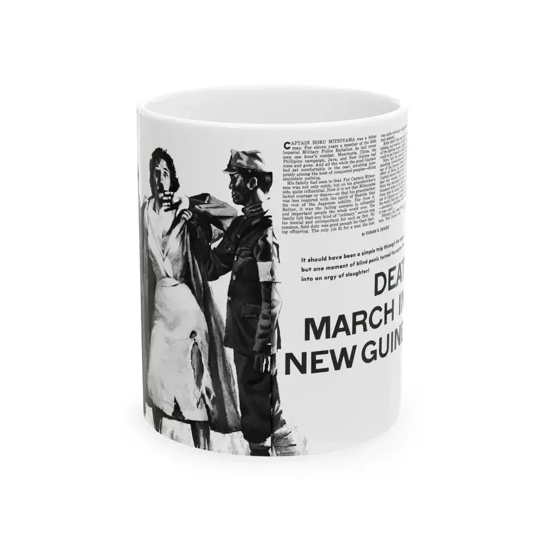 Death March In New Guinea, Man's Adventure, December 1964 - White Coffee Mug 11oz - Go Mug Yourself