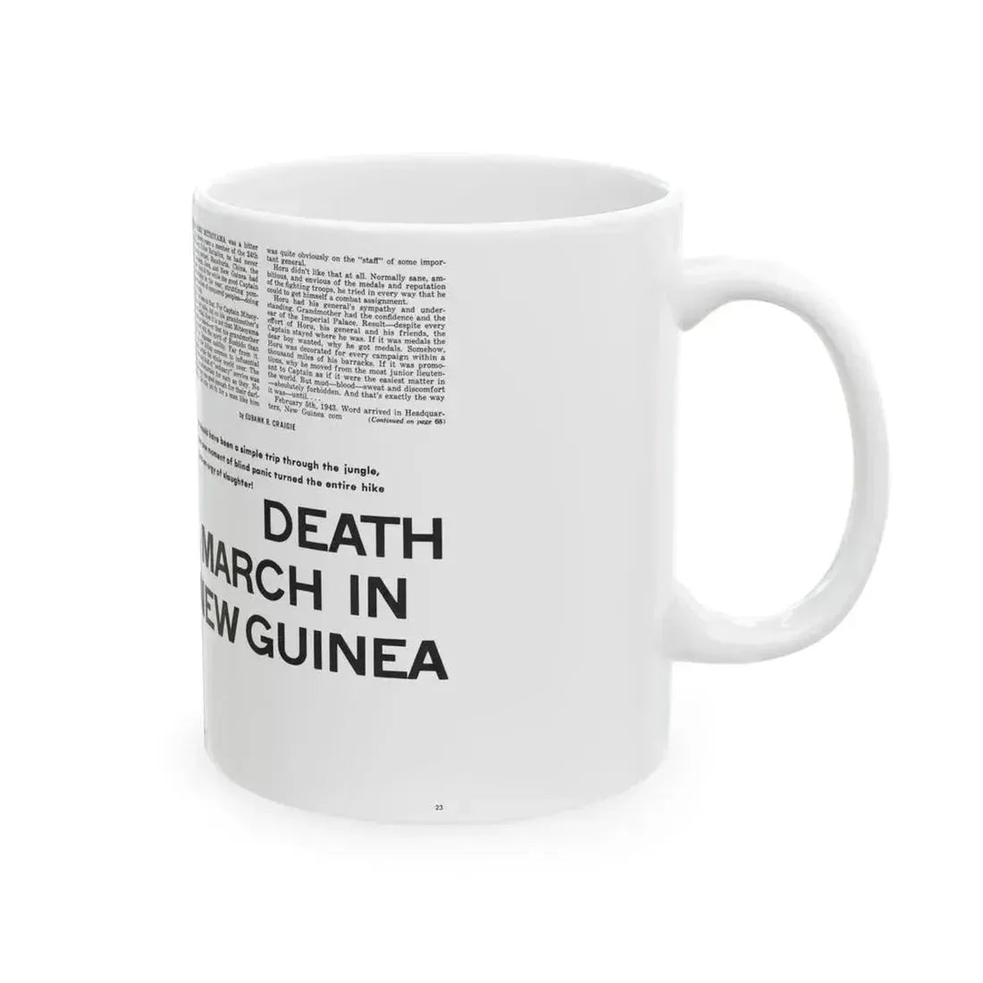 Death March In New Guinea, Man's Adventure, December 1964 - White Coffee Mug - Go Mug Yourself