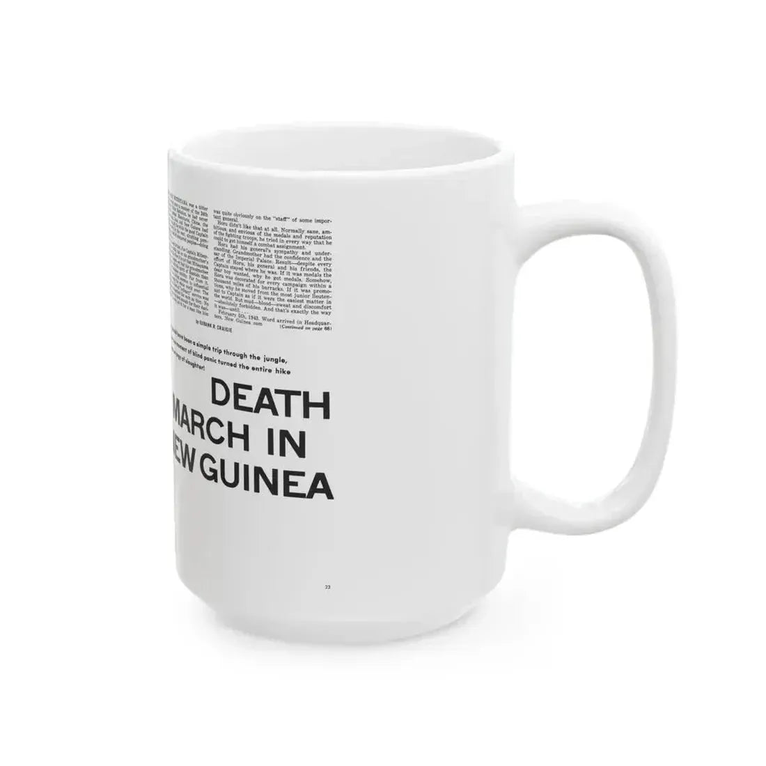 Death March In New Guinea, Man's Adventure, December 1964 - White Coffee Mug - Go Mug Yourself