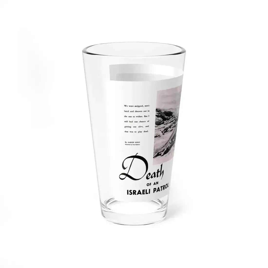 Death of an Israeli Patrol, Male magazine, September 1956 - Pint Glass 16oz - Go Mug Yourself