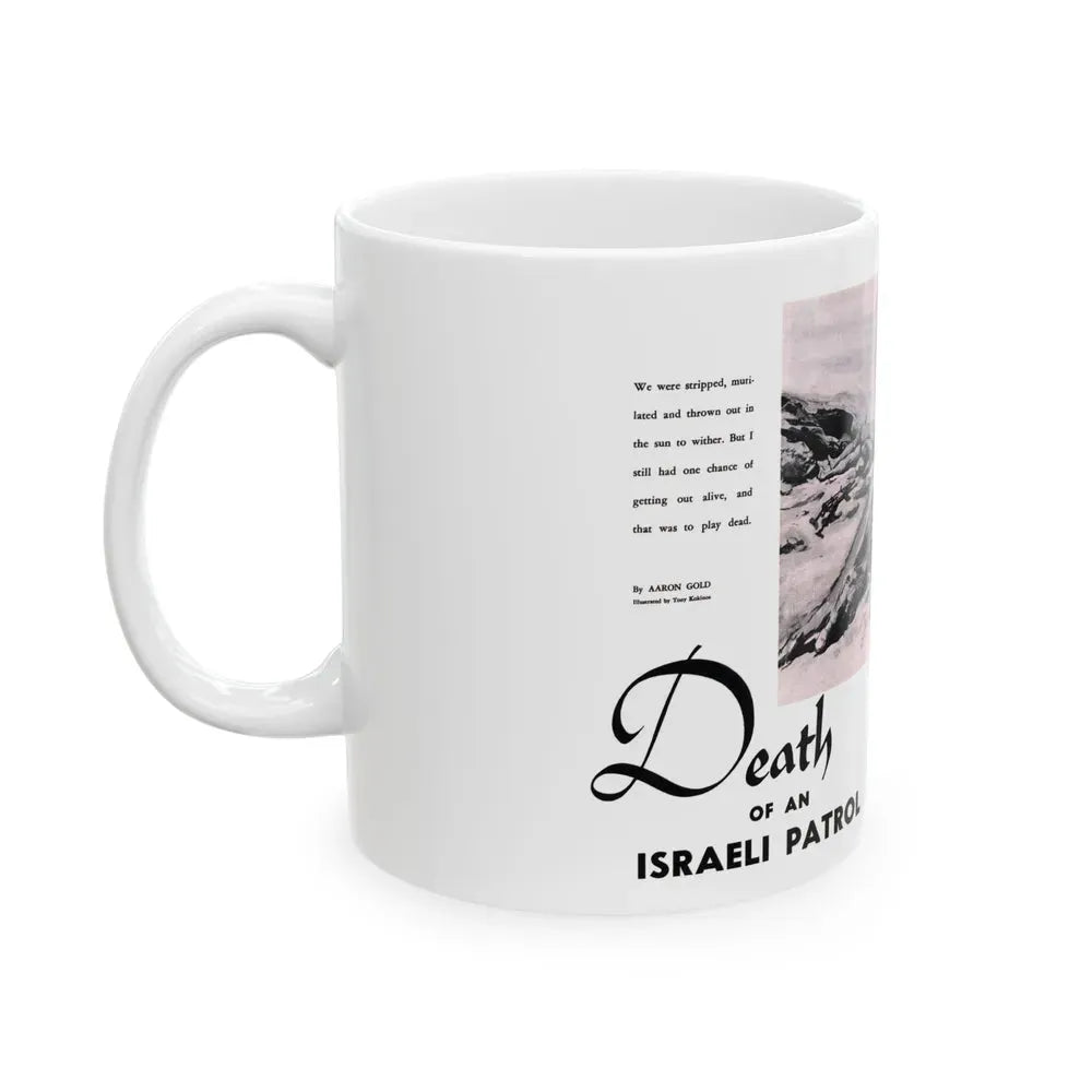Death of an Israeli Patrol, Male magazine, September 1956 - White Coffee Mug - Go Mug Yourself
